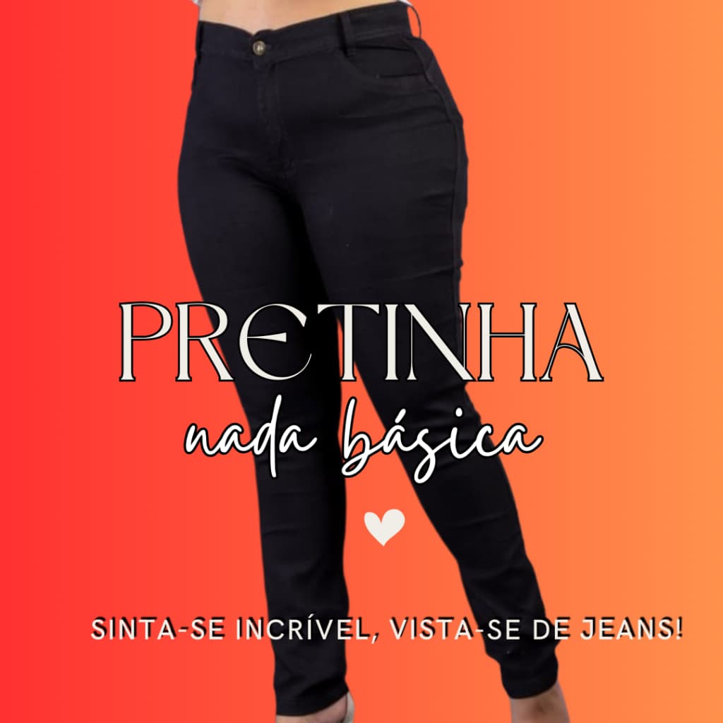 Calça Jeans Preta Feminina com Elastano Cintura Alta Levanta Bumbum Jeans Plus Size