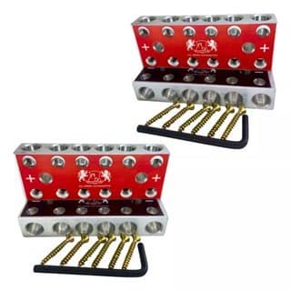 2 Pares Barramento Bloco De Aluminio 6x6 De 12 Vias Para Som