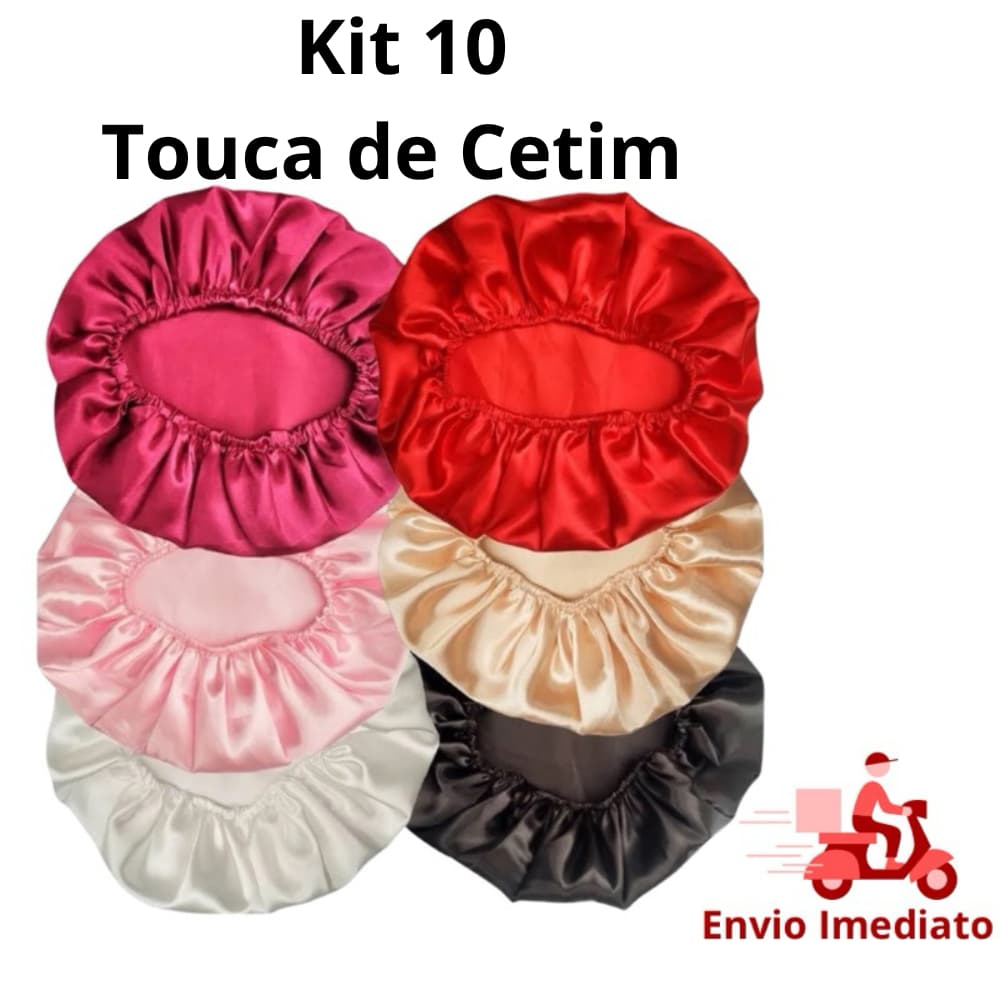 KIT 10 Touca de Cetim Anti-Frizz Para Dormir CORES SORTIDAS*
