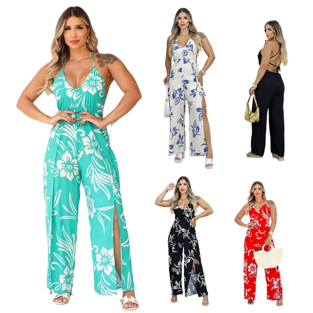 Macacão Feminino Longo Pantalona Soltinho De Amarrar Macacão Longo Folgado