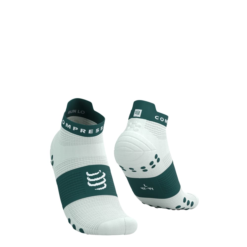 Meia de Compressão Para Corrida Cano Curto - Run Low V4 Açucar/Verde - Corrida, Crossfit, academia, ciclismo