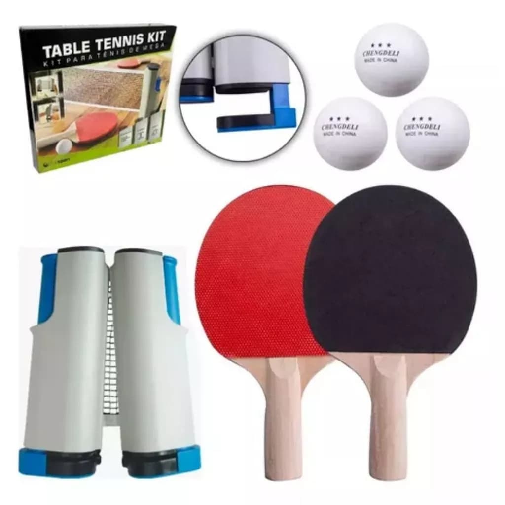 Kit 2 Raquetes 3 Bolinha Rede Retrátil Ping Pong Tênis de mesa profissional