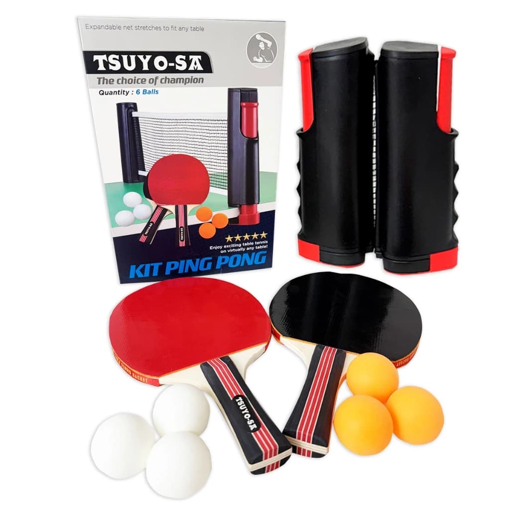 Kit Rede Retrátil 2 Raquetes 6 Bolinhas Ping Pong Tênis De Mesa Profissional