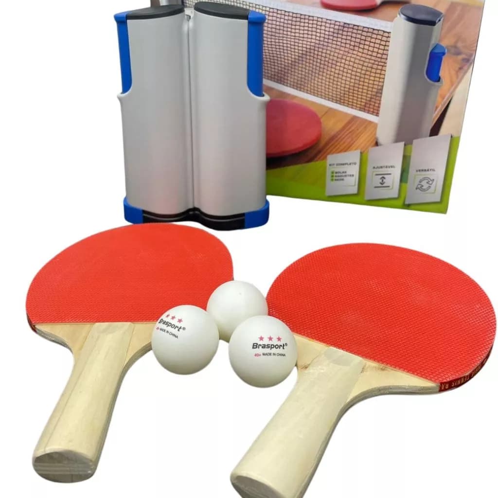 Kit Ping Pong Rede Retrátil 2 Raquetes Tênis De Mesa Profissional 3 Bolinhas