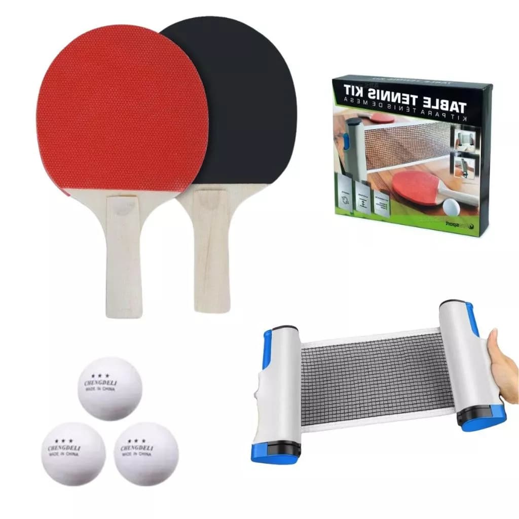 Kit Rede Retrátil 2 Raquetes 3 Bolinhas Ping Pong Tênis De Mesa Profissional