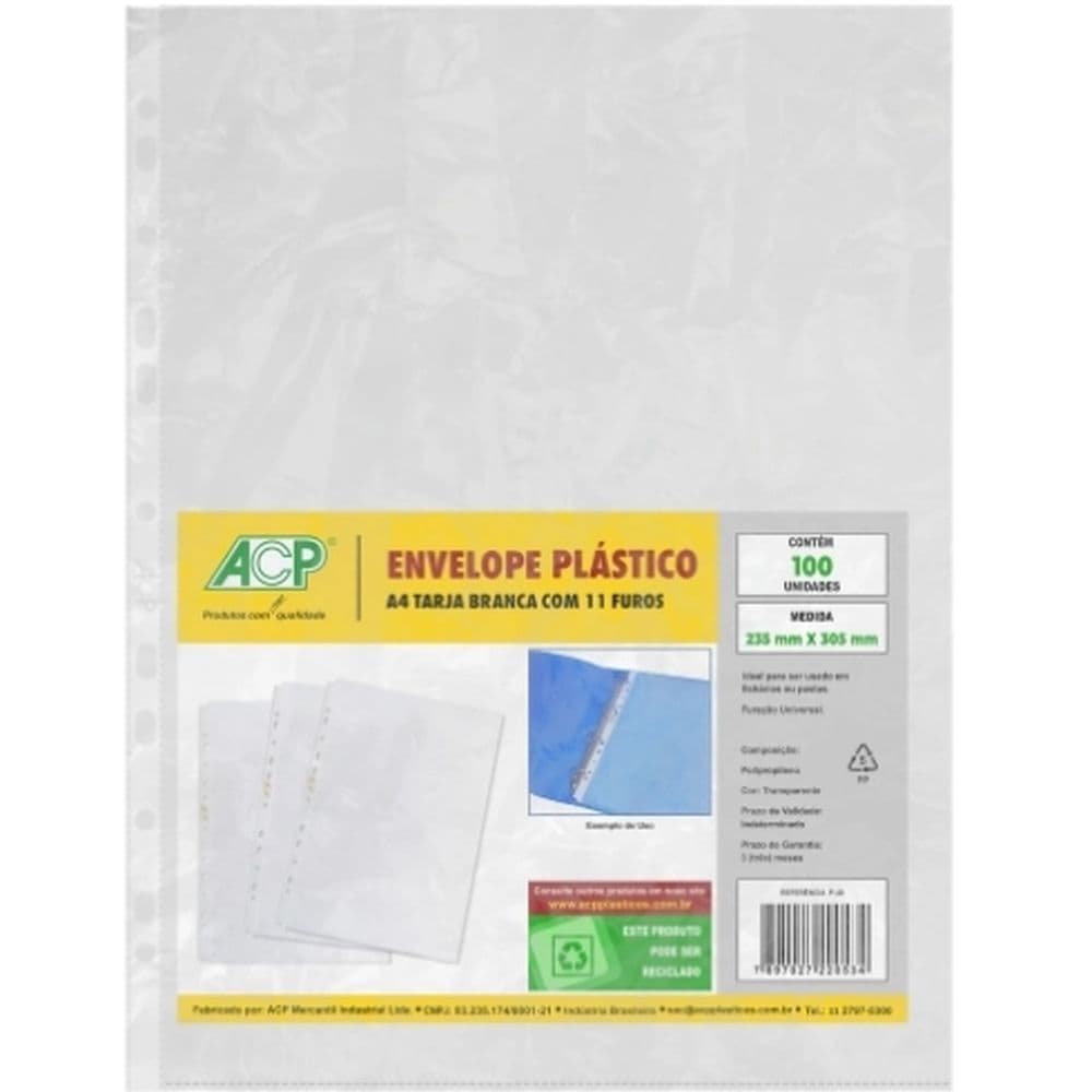 Refil P/ Pasta Catalogo 11 Furos Acp P-40I 0,8Mm C/100Un