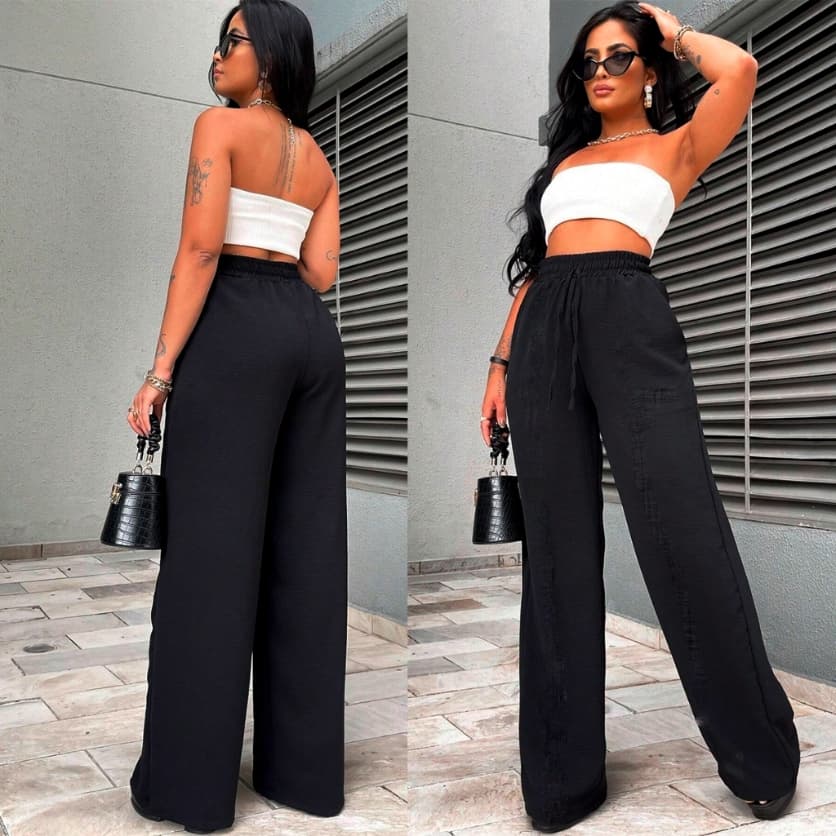 Calça Feminina Pantalona, Calça Pantalona Feminina, Cintura Alta Moda Lindo Super Envio!