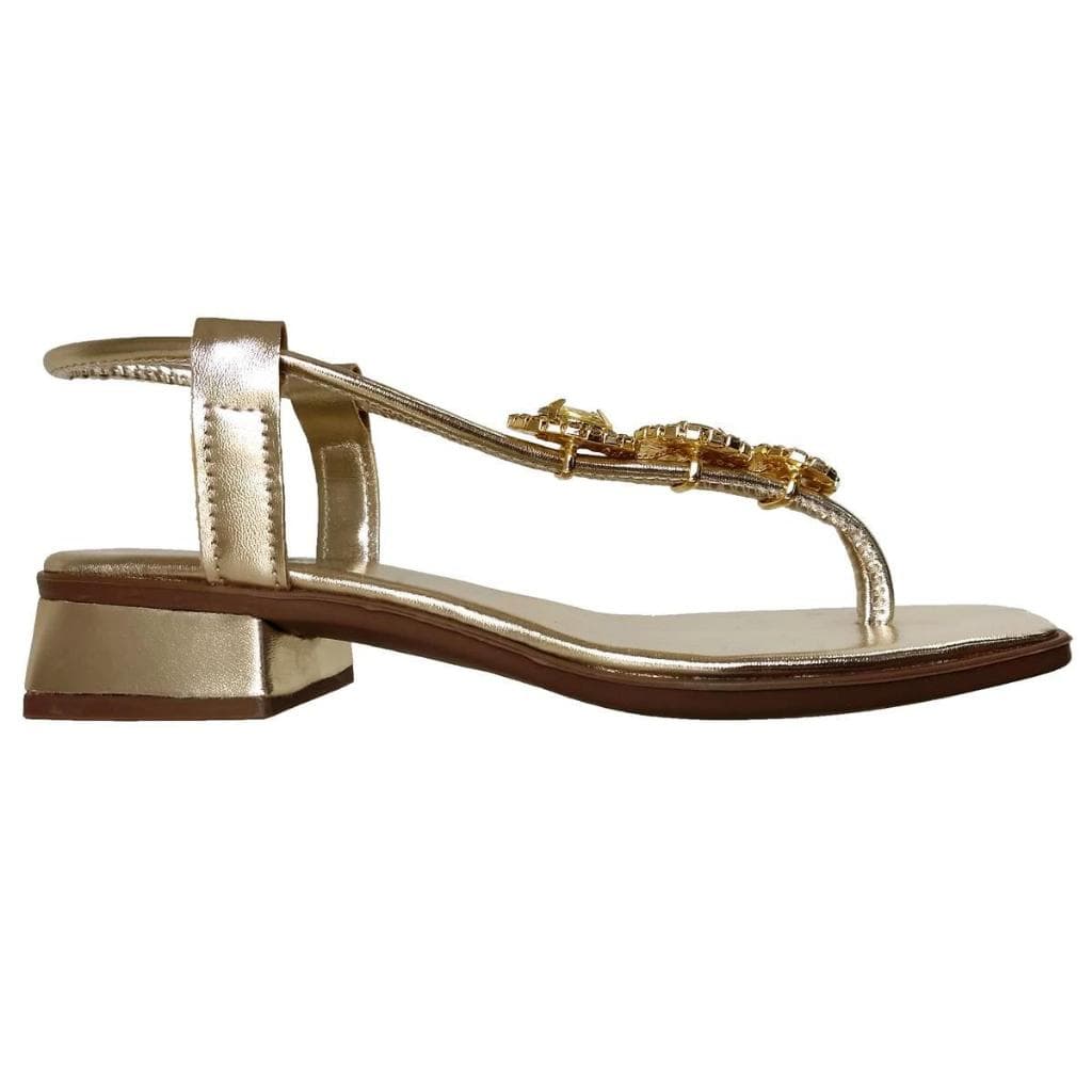 Sandália Feminina Scarpe Shoes Salto Baixo 3,5cm Pedraria