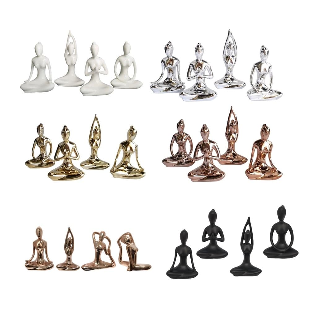 Estátua Enfeite Decorativo Posição De Yoga/ Meditação/ Namastê/ Flor de Lótus Rose Gold/ Dourado/ Prata/ Branco/ Preto