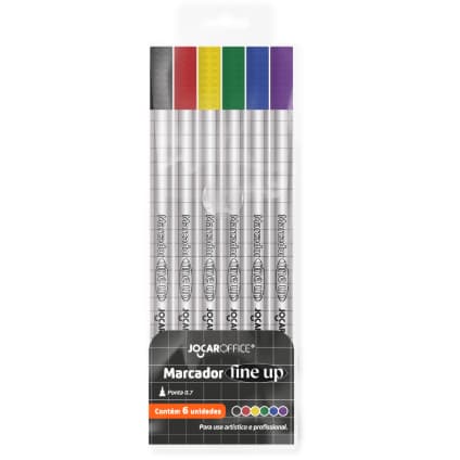 MARCADOR FINE UP PONTA 0.7 - ESTOJO C/ 6 CORES JOCAR OFFICE