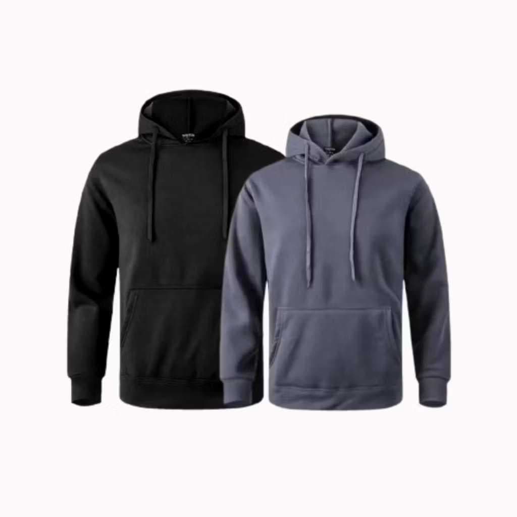 Kit 2 Moletom Canguru Blusa De Frio Feminina e Masculina Casaco Flanelado Liso Unissex