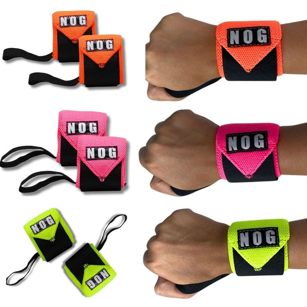 PAR DE MUNHEQUEIRAS NEON 02 = 1 PAR DE PROTEÇÃO AO PULSO PARA EXERCICIOS - CROSS FITNESS NOG