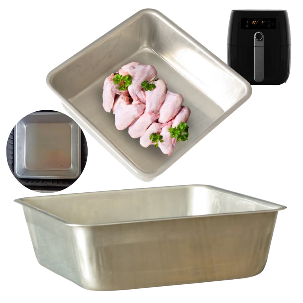 Forma Assadeira Quadrada Alta e Funda Forninho Alumínio Compatível Fritadeira Elétrica Air Fryer