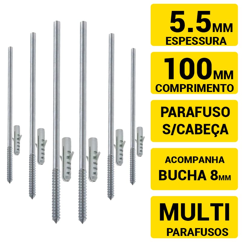 Kit 4, 8 e 12 Suporte Invisível Parafuso P/ Prateleira Estilo Flutuante em Aço de até 20cm largura Acompanha Bucha 8mm