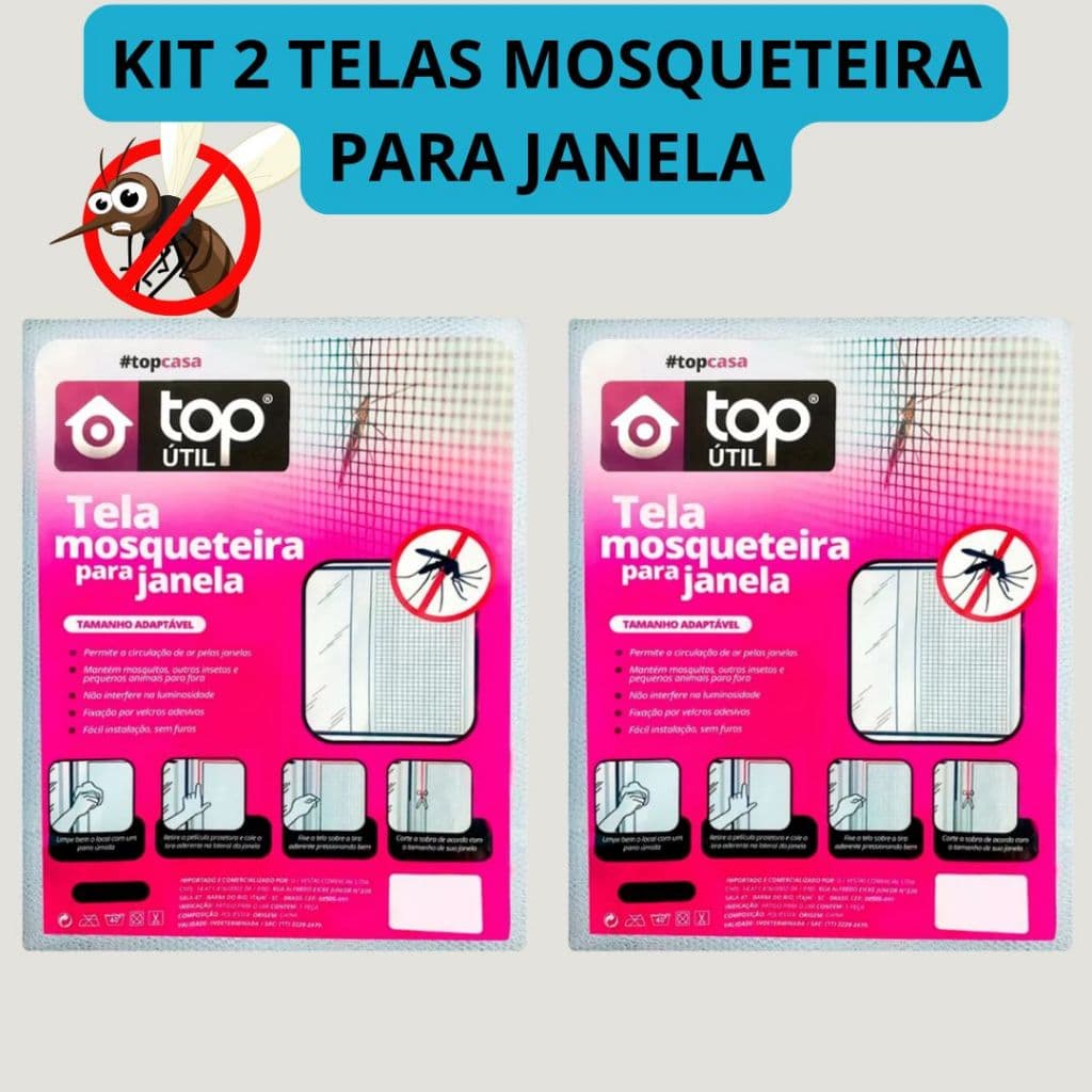 Kit 2 Tela Mosqueteira P/ Janela Anti Mosquito Pernilongo Dengue Insetos Baratas Proteção de Insetos