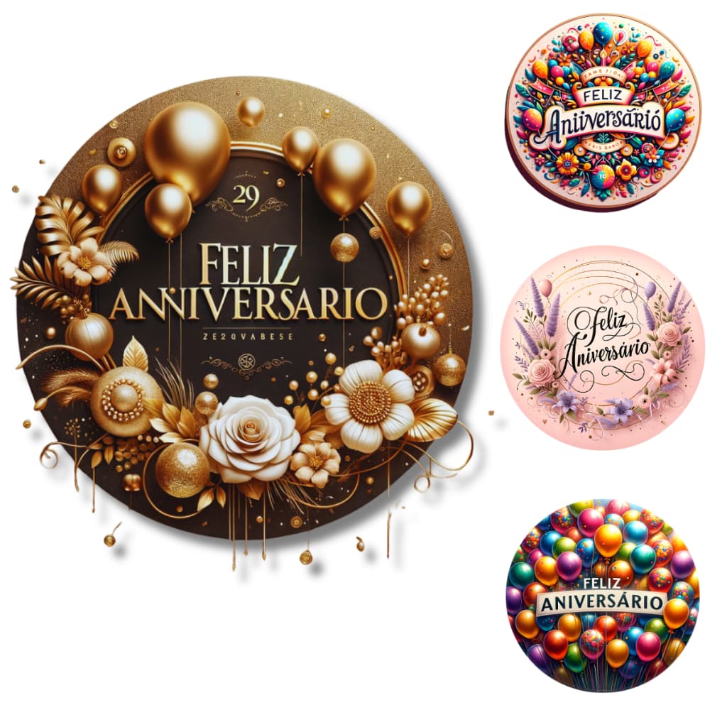 Capa De Cilindro Tema Aniversario Para Painel Redondo 1,5 Tecido Premium C/Elástico Varios Temas