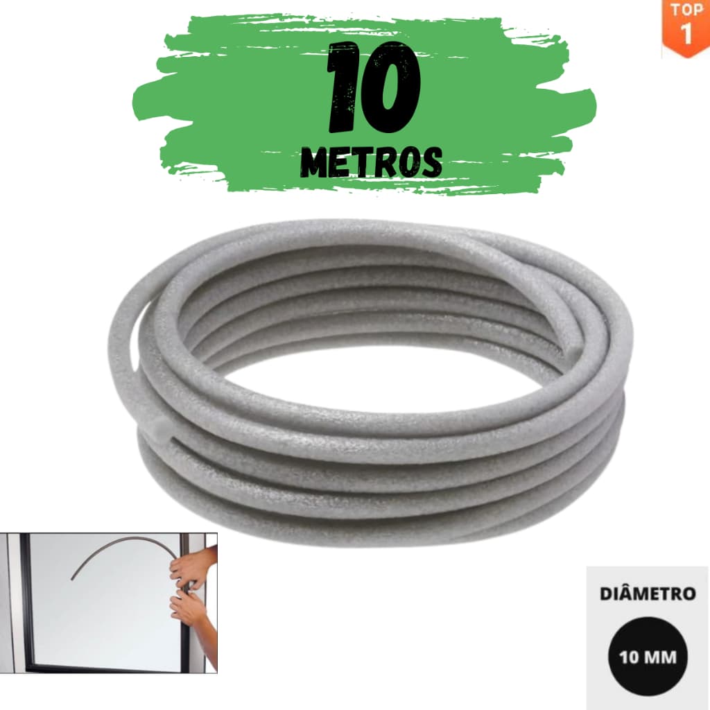 Espuma 10mm Vidro Esquadrias Janelas Tarucel Tarugo Rolo com 10m para Juntas de Dilatação e vedação