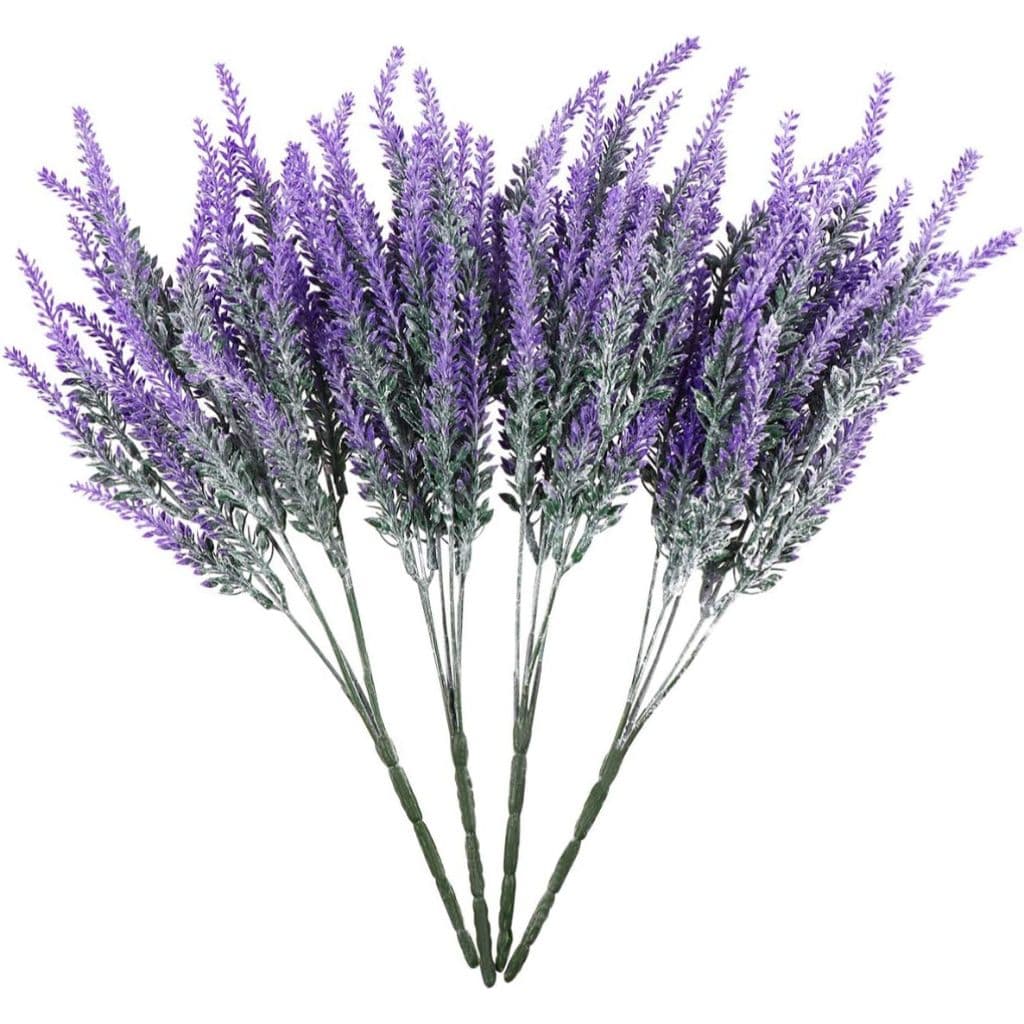 4 Galhos plantas artificiais para exteriores flores de lavanda 35cm para decoração de arranjo vaso sala escritório
