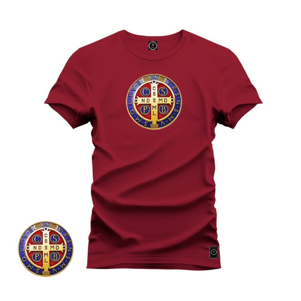 Camiseta Medalha de Sao Bento - Livrai nos do mal - Proteçao e Fé - Religioso