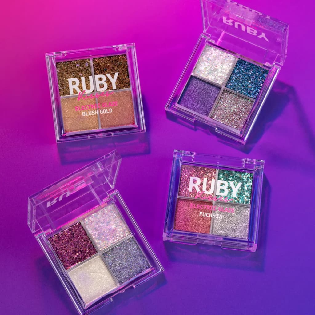 Paleta Quarteto de Sombras Glitter RUBY KISSES