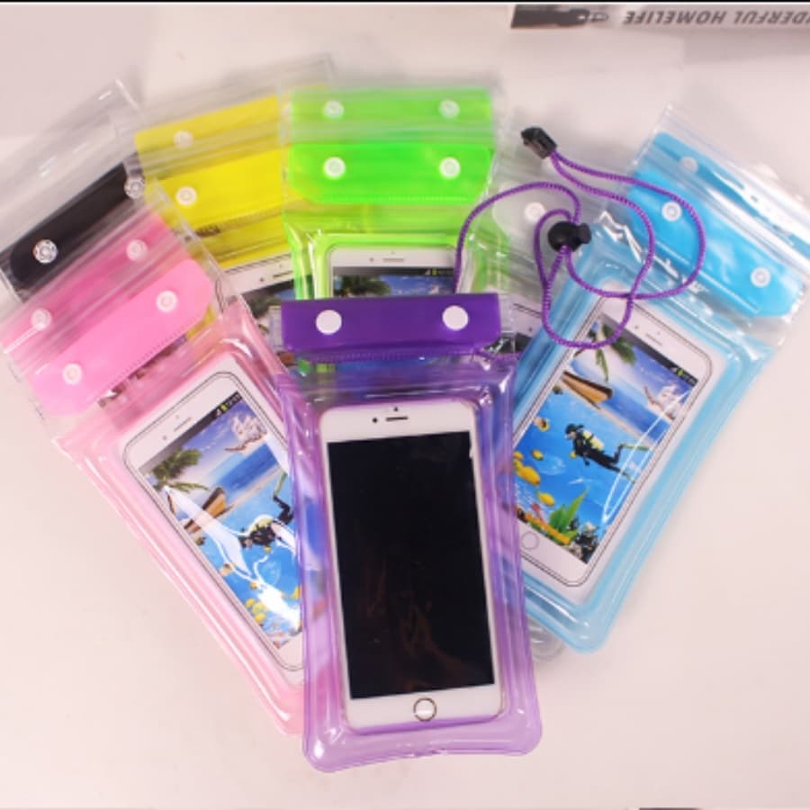 Mobile phone waterproof bag self sealing bag, touch screen, with hanging rope