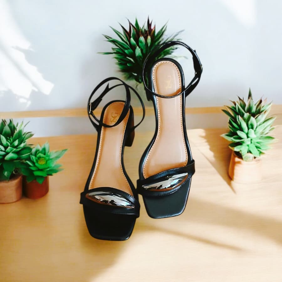 Sapatos feminino sandália salto bloco com enfeites ABS sandália feminina confortável