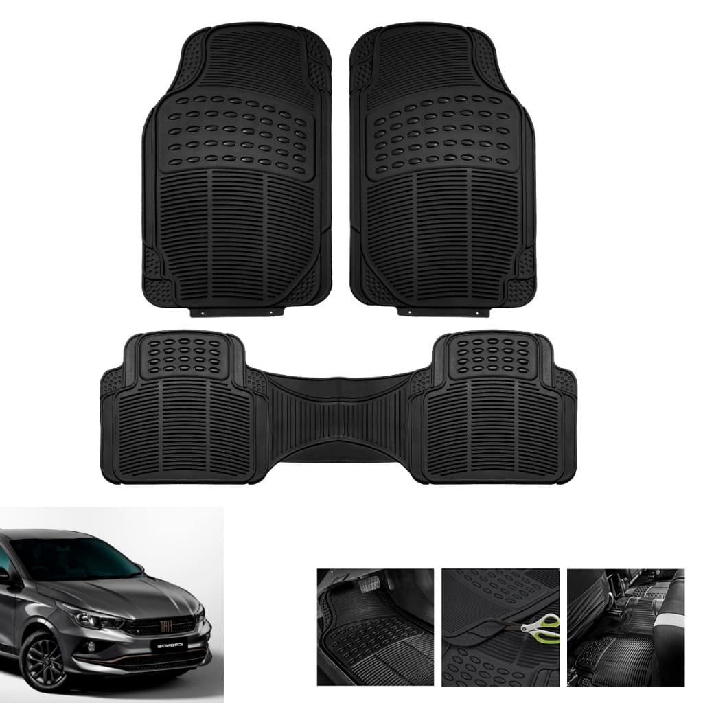 TAPETE CARRO UNIVERSAL 3 PÇS BORRACHA RESISTENTE ANTIDERRAPANTE MELHOR JOGO DE TAPETE CARPETE CARRO LUXO FORTE