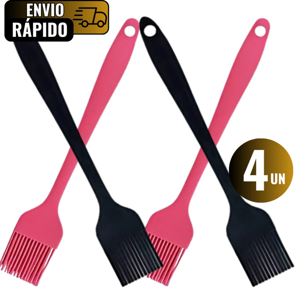Conjunto 4 Pincéis De Silicone Premium Para Tortas Bolos Caldas Carnes Restaurante Confeitaria Lanchonete