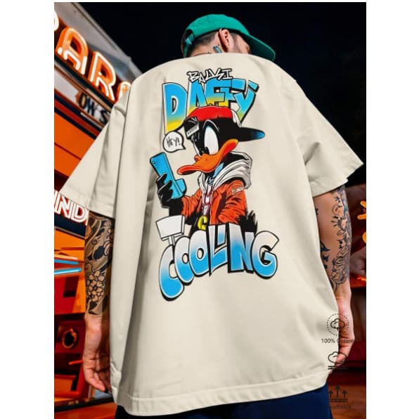 Camisa Camiseta Streetwear Estampada Urso Anjo Pato Desenho Algodão
