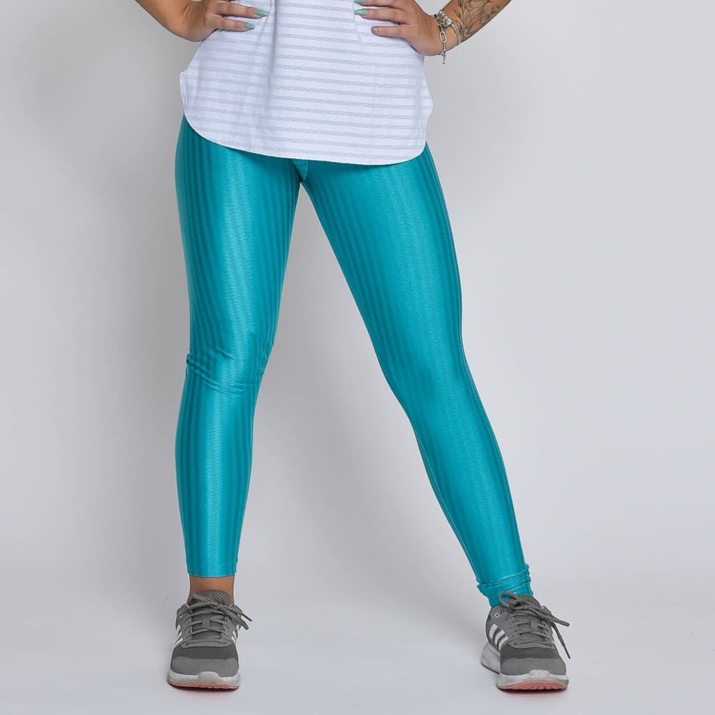 Calça Legging Academia Feminina Cirrê New Zig Verde Claro Legging para Treinos Fitness