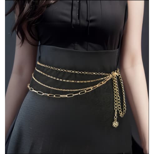 Cintos Feminino Com 4 Corrente dourado e prata De Metal importado nomal/plus size