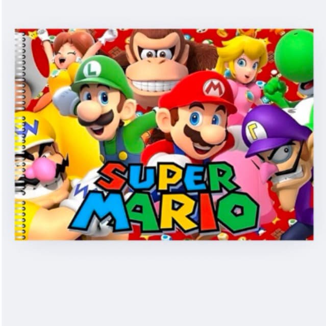 Caderno de Desenho Super Mário 48 folhas com nome