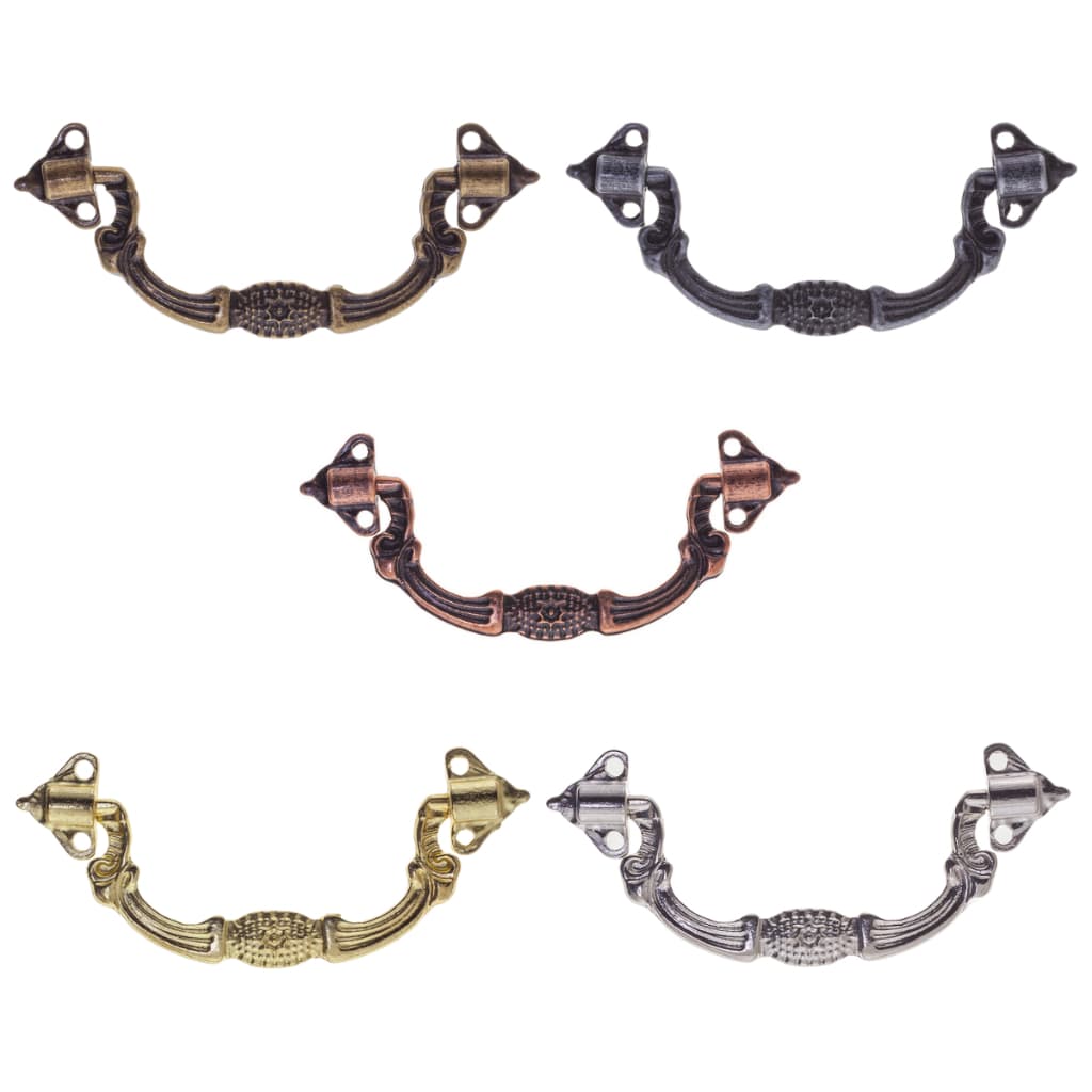 Kit 2 Alças Puxador Francesa Metal Decoração Gavetas Moveis Aparador + Parafusos Mdf Artesanato
