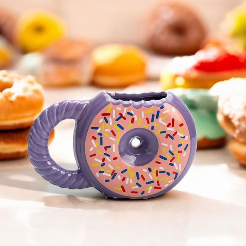 Caneca Rosquinha Donuts Cerâmica 450Ml Decoração