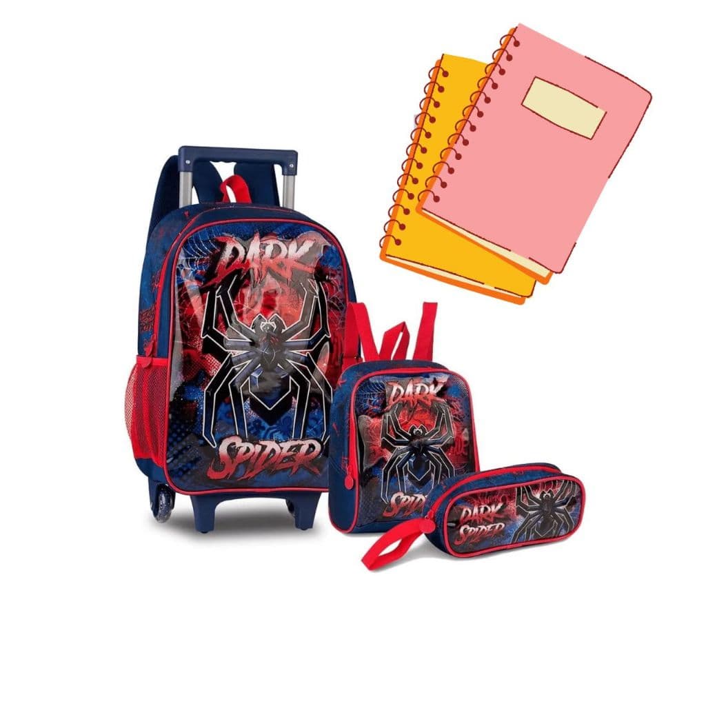 Kit Escolar Dark Spider Mochila Lancheira Térmica Estojo Spider DS3489L