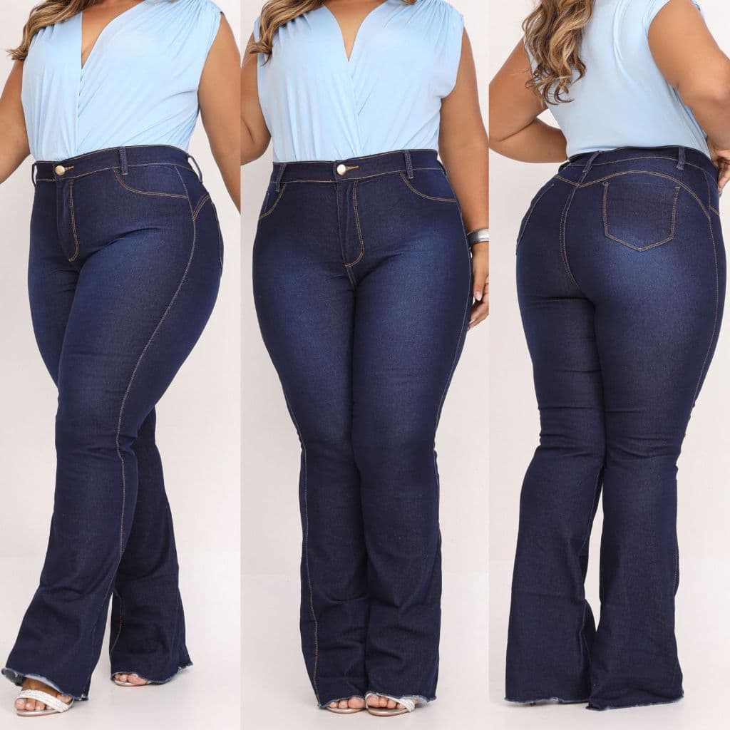 calça flare stone feminina jeans com elastano levanta bumbum cintura alta