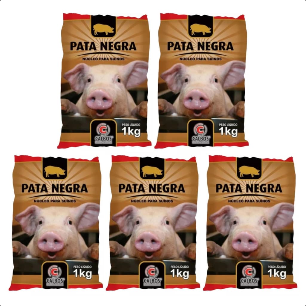 Kit 5 Núcleo Para Suínos Porcos Pata Negra 1kg Vitaminas Minerais Engorda Crescimento