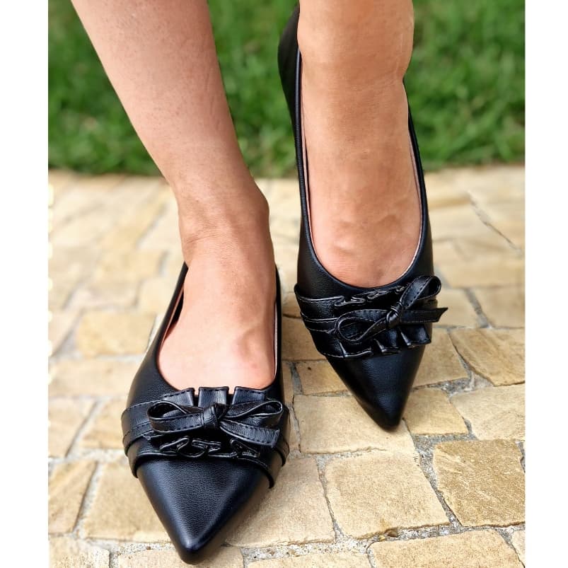 Sapatilha feminina bico fino linha conforto tendência moda feminina casual elegante laço grande