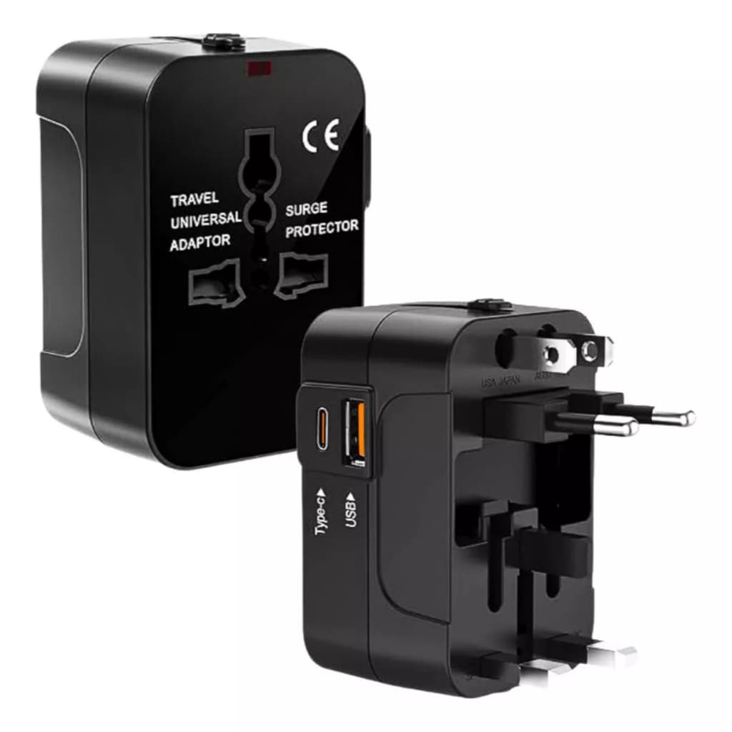 Adaptador Universal De Viagem Com Portas Usb E Tipo-c, Carregador Rápido Pd 20w E Qc 18w, Compatível Com Tomadas Em Eua,