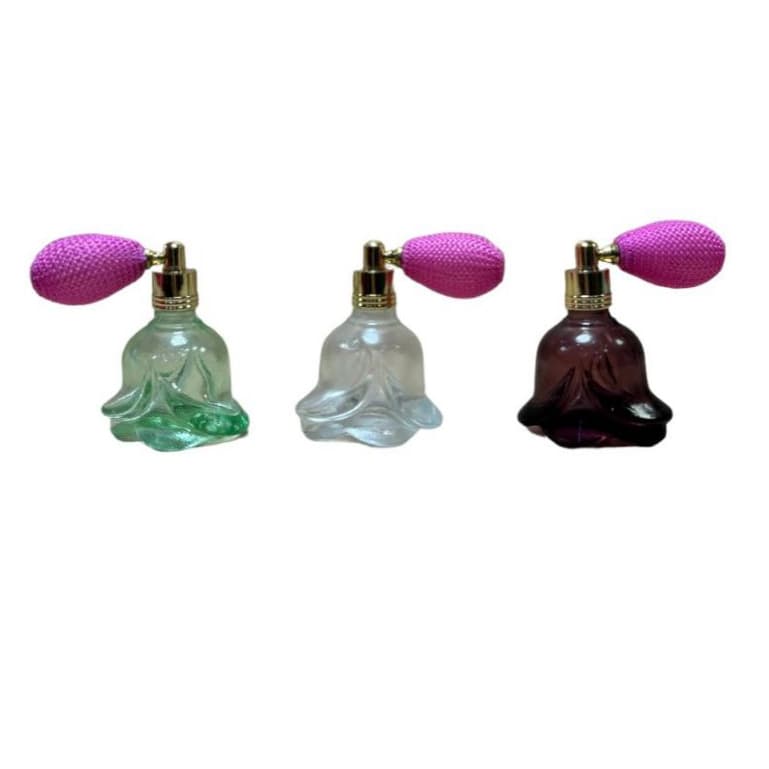 Frasco Porta Perfume De Vídro Estilo Retro Com Bombinha Colorido