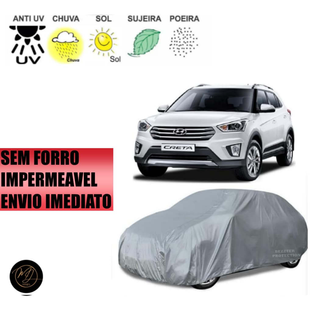 Capa de Cobrir Carro CRETA SEM FORRO- Impermeável e Proteção Completa contra Sol, Chuva e Poeira