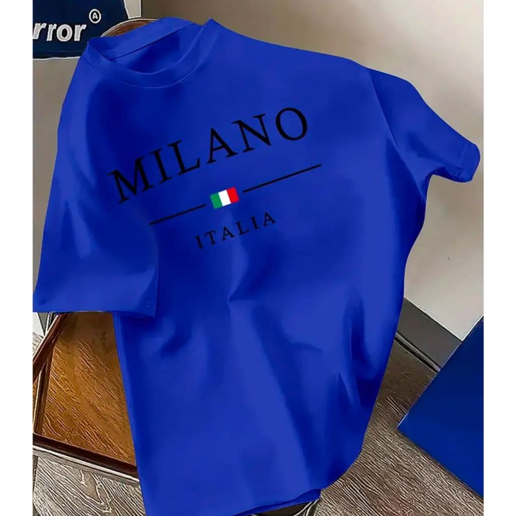 Camiseta masculina MILANO ITALIA Gola Redonda Manga Curta Algodão Moda Basica, Praia ,Verão  Todos Os Estilos