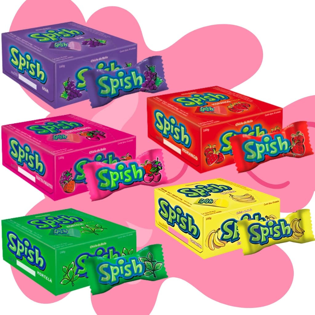 Chiclete Spish C/40 Unidades Todos os Sabores Sukest Doces Para Lembracinhas