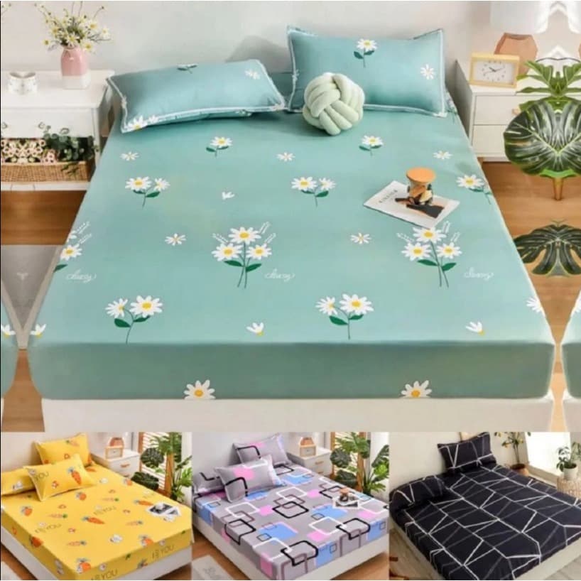 Lençol Estampado Com Elástico Solteiro 2pçs Casal Padrão 3pçs Queen 3pçs Microfibra 400Fio Estampado