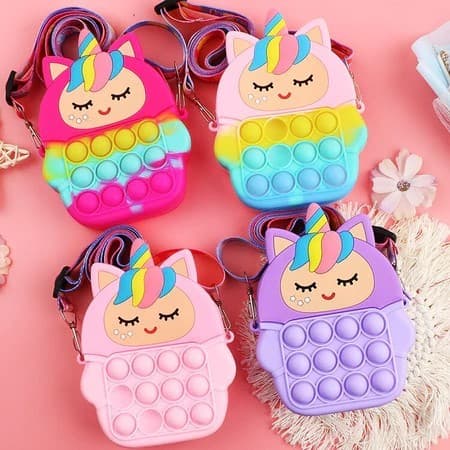 Bolsa Pop It Transversal Unicórnio Com Alça Com Regulagem Bolsa Unicórnio de Silicone DJ