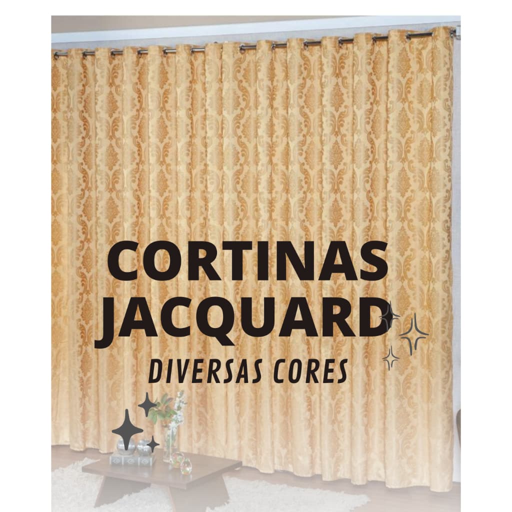 Cortina Premium Escritório Sala Quarto Decorativa Poliéster Semi Blackout Jacquard Linda 4,00 x 2,80 várias cores