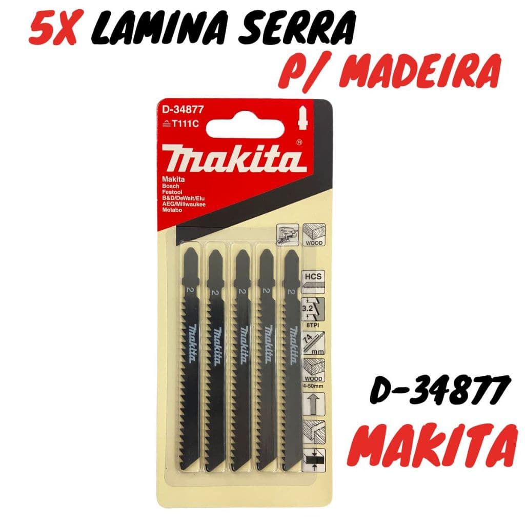 5x Lâmina Serra Tico-tico Para Madeira D-34877 Makita