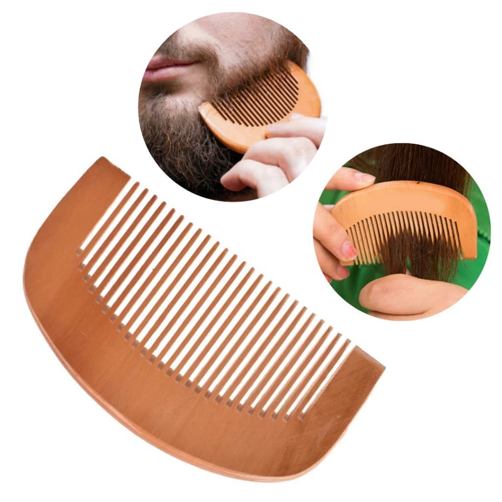 Pente de Madeira Meia Lua Para Barba Barbeiro