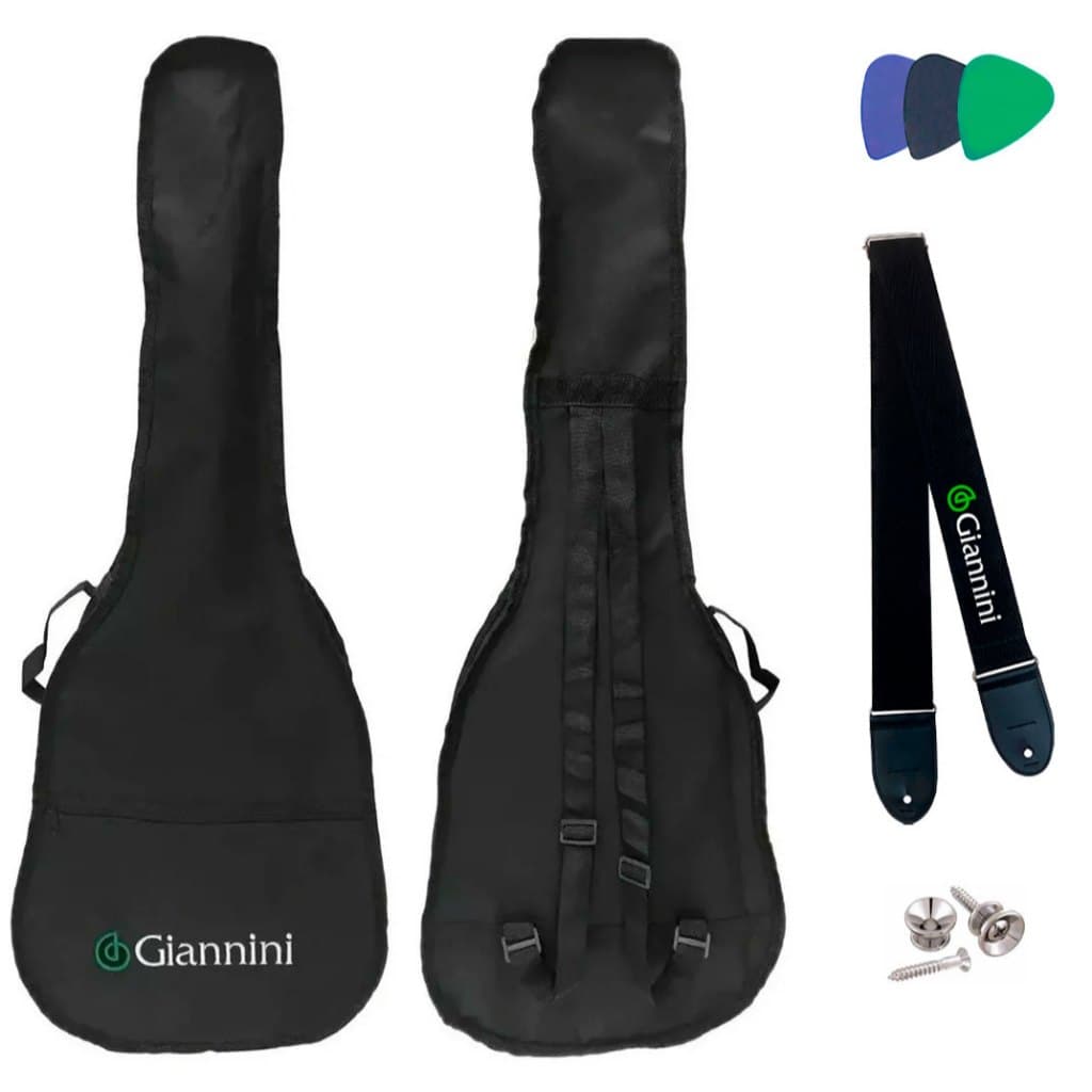 CAPA PARA VIOLAO FOLK GIANNINI SIMPLES + CINTO + ROLDANA + PALHETA