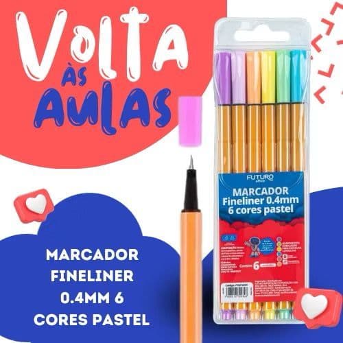 Kit 6 Canetas Coloridas Candy Color Ponta Fina 0.4mm Fineliner Caneta Desenho Muito Fina